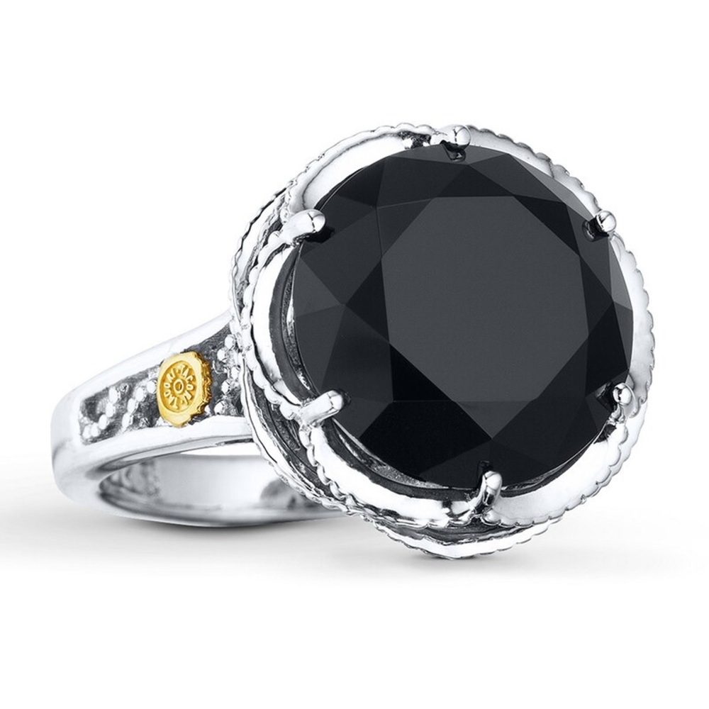 Tacori Black Onyx Ring Sterling Silver/18K Yellow Gold - size 6 - CRESCENT CROWN